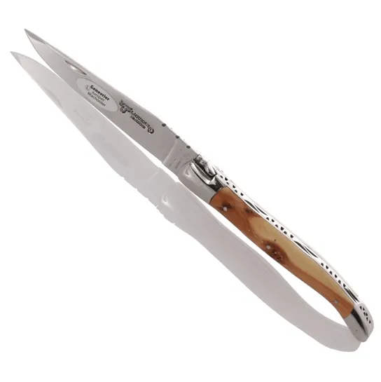 Laguiole en Aubrac Handcrafted Plated Multipurpose Knife, Juniper Wood Handle, 4.75 inches