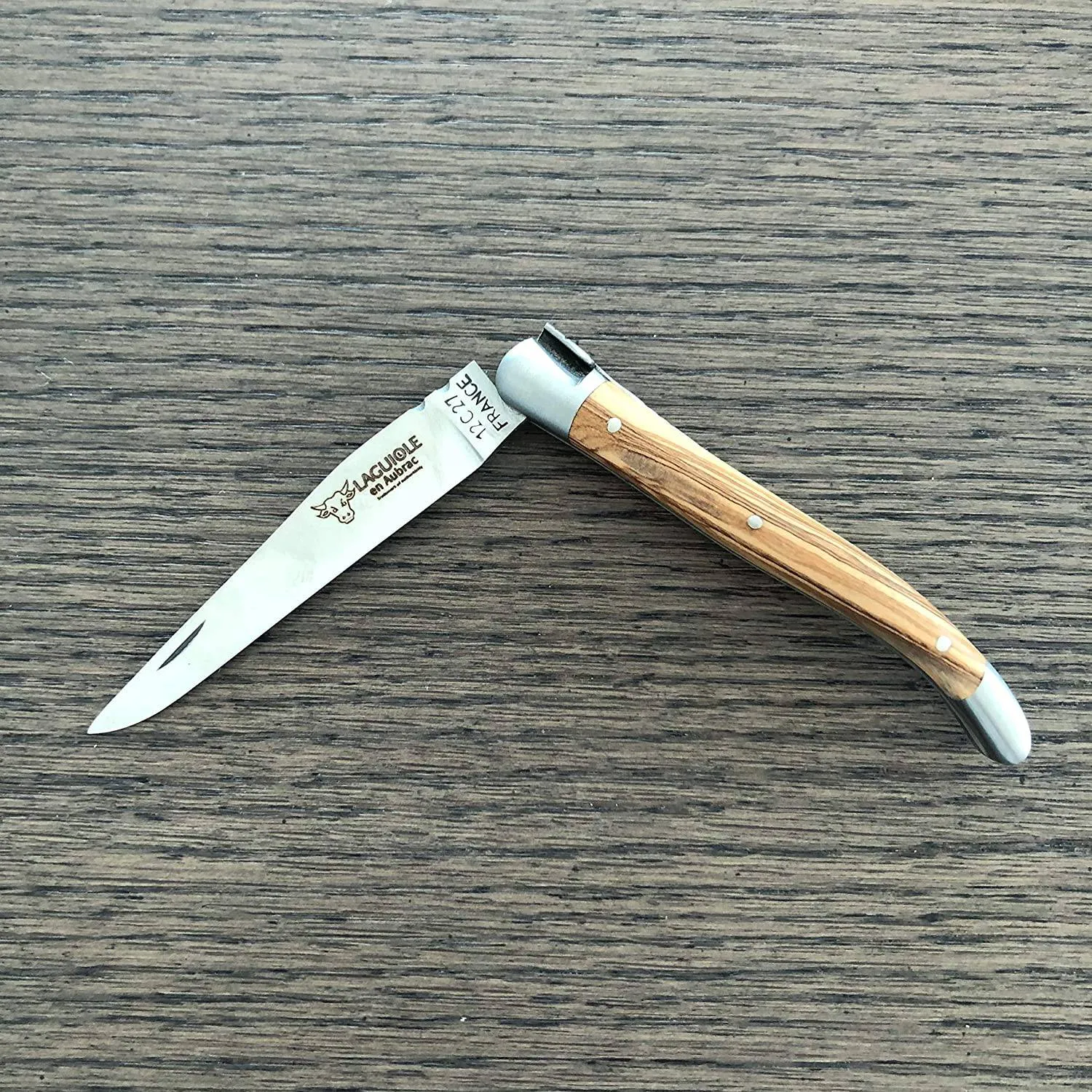Laguiole en Aubrac Handcrafted Plated Multipurpose Knife, Olivewood Handle, 3.5 inches