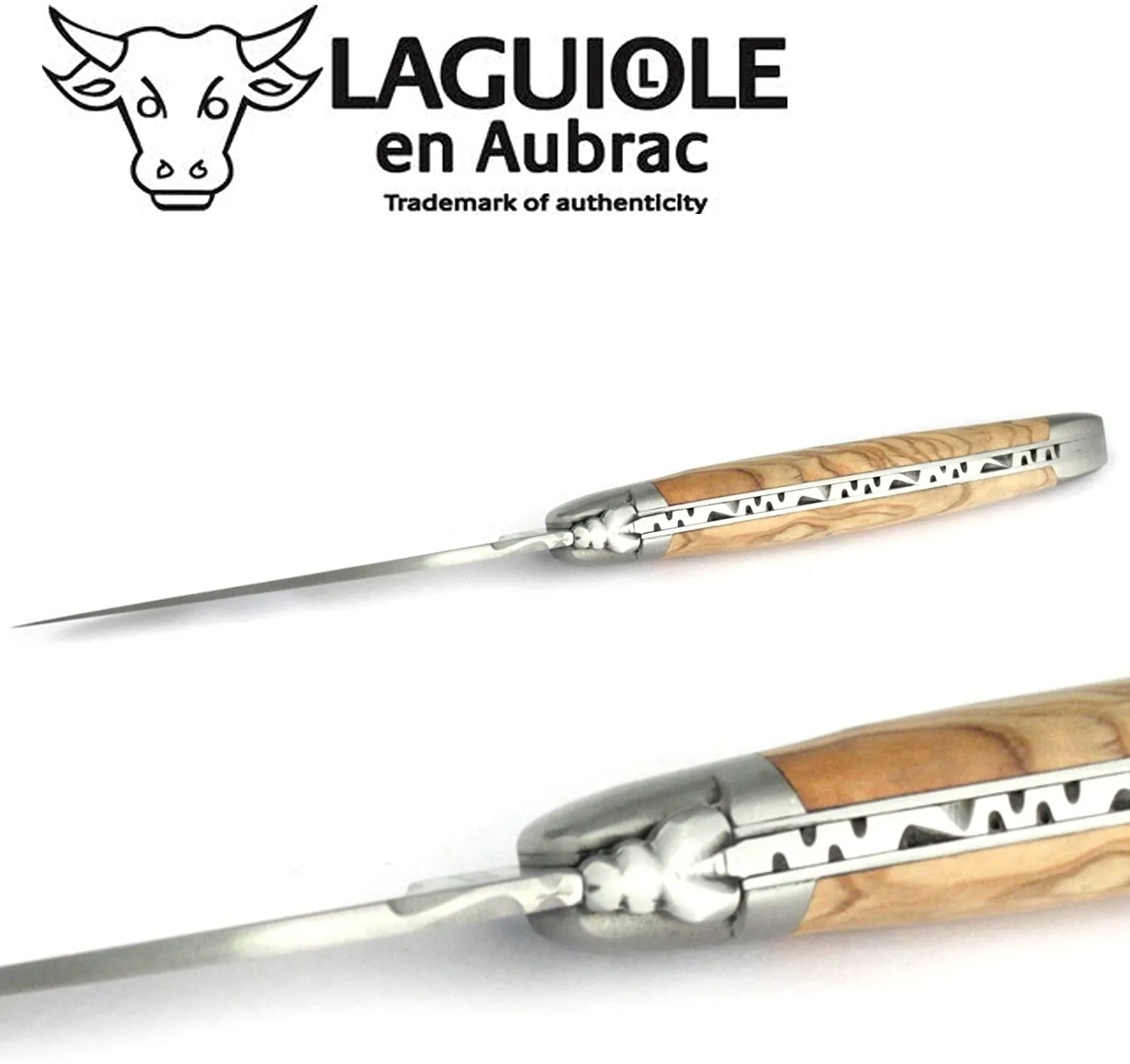 Laguiole en Aubrac Handcrafted Plated Multipurpose Knife, Olivewood Handle, 4.75 inches