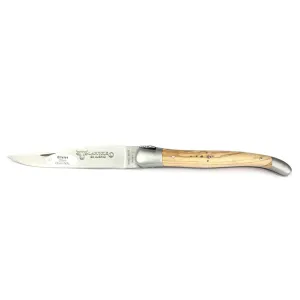 Laguiole en Aubrac Handcrafted Plated Multipurpose Knife, Olivewood Handle, 4.75 inches