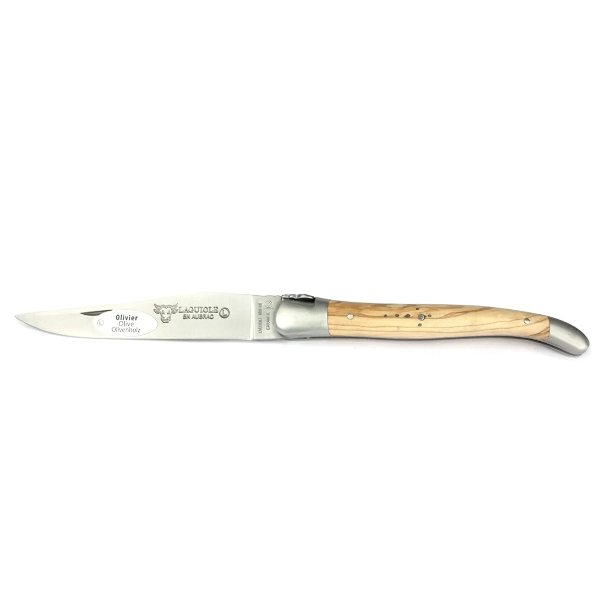 Laguiole en Aubrac Handcrafted Plated Multipurpose Knife, Olivewood Handle, 4.75 inches