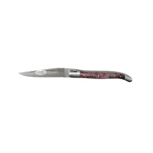 Laguiole en Aubrac Handcrafted Plated Multipurpose Knife, Purple Poplar Wood Handle, 4.75-Inches