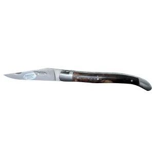Laguiole en Aubrac Handcrafted Plates Multipurpose Knife, Blackened Poplar Wood Handle, 4.75-Inches