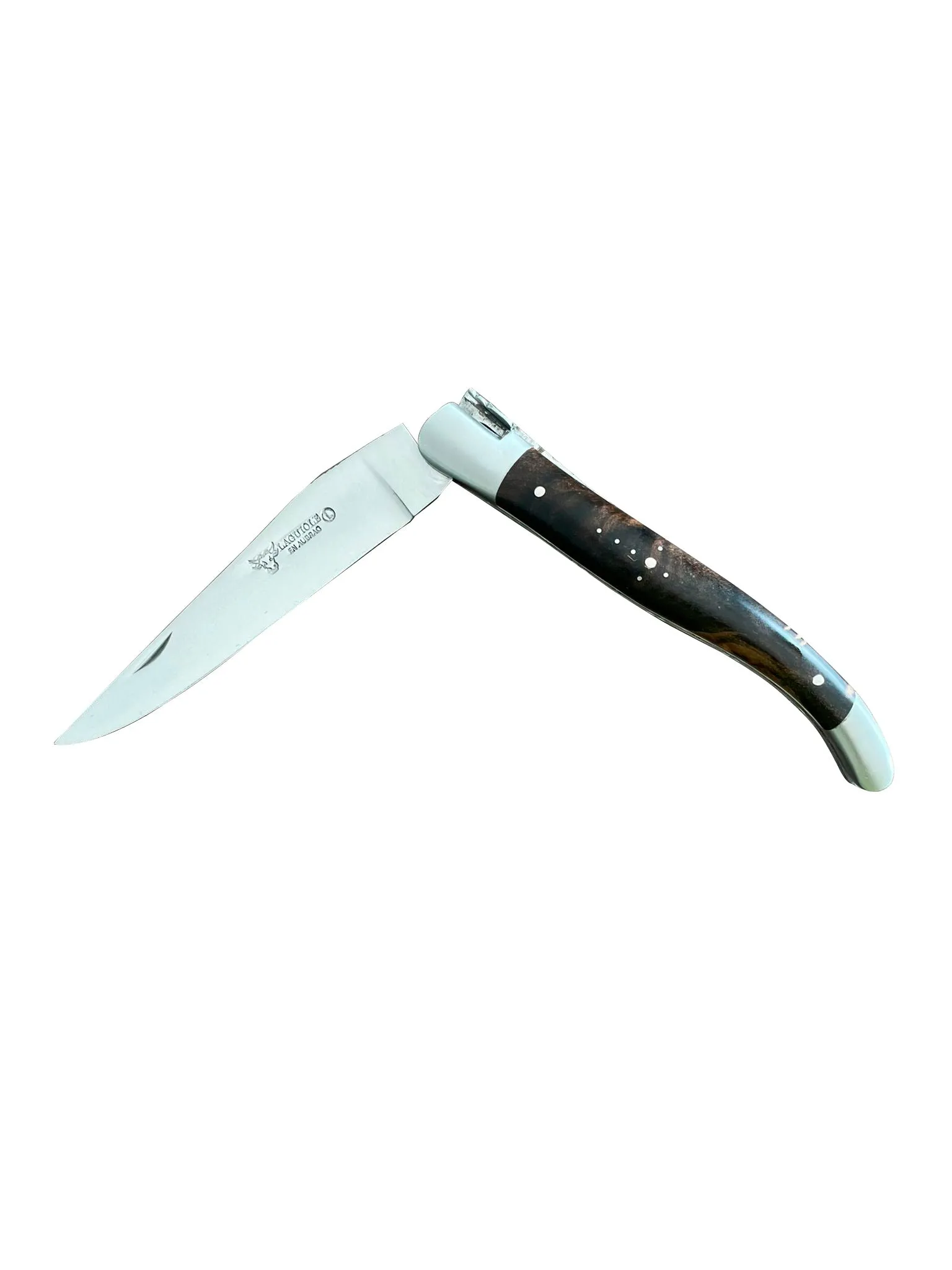 Laguiole en Aubrac Handcrafted Plates Multipurpose Knife, Blackened Poplar Wood Handle, 4.75-Inches