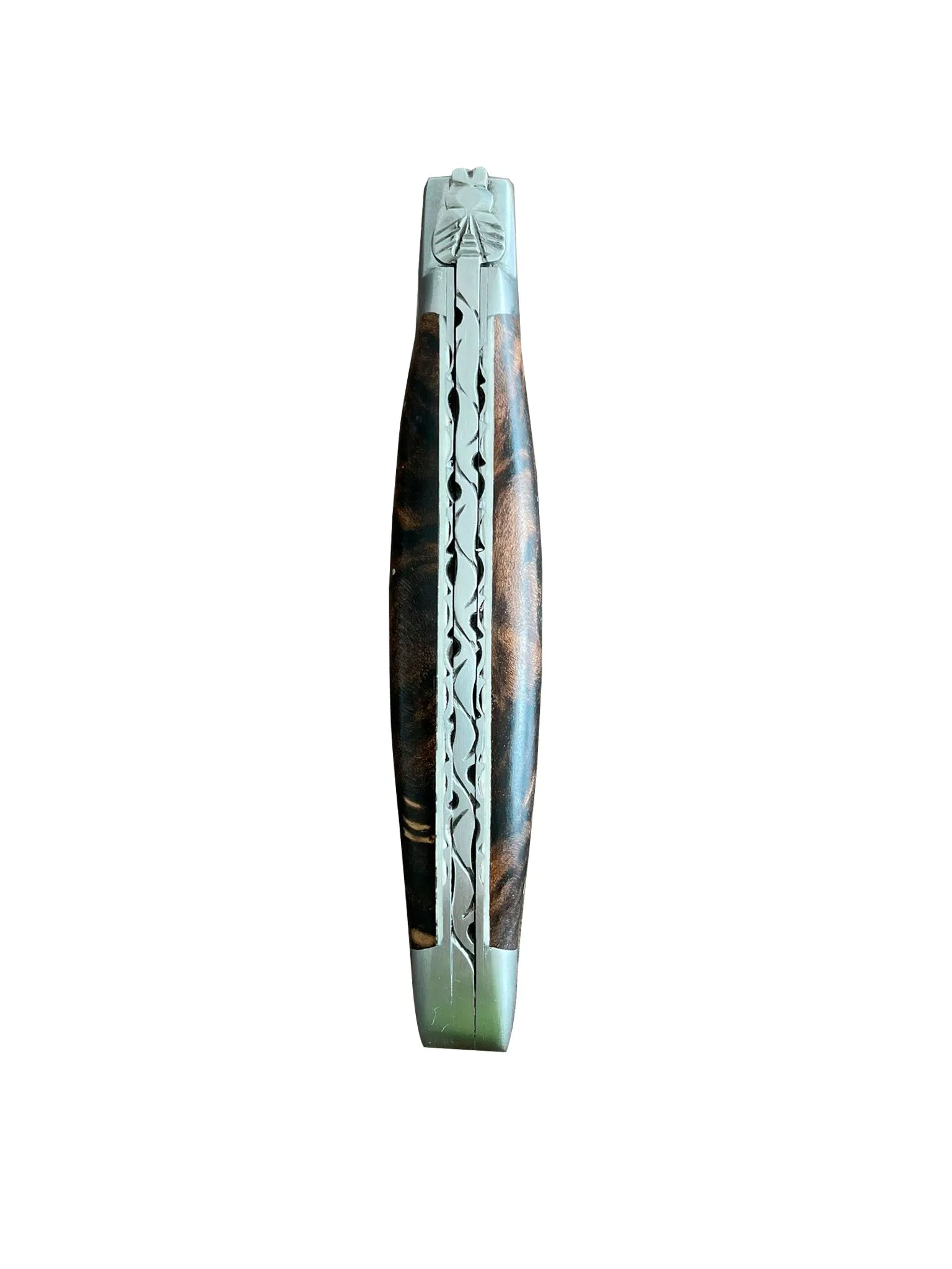 Laguiole en Aubrac Handcrafted Plates Multipurpose Knife, Blackened Poplar Wood Handle, 4.75-Inches