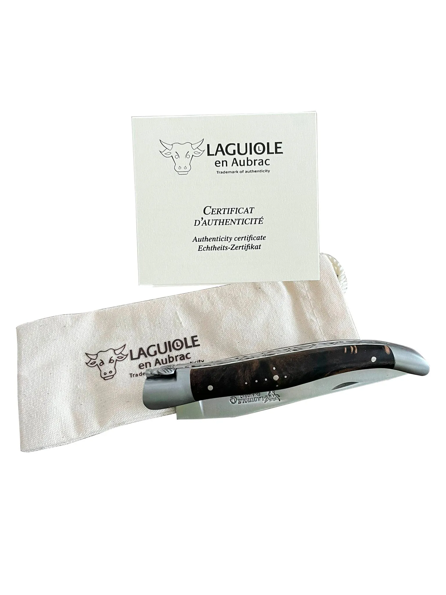 Laguiole en Aubrac Handcrafted Plates Multipurpose Knife, Blackened Poplar Wood Handle, 4.75-Inches