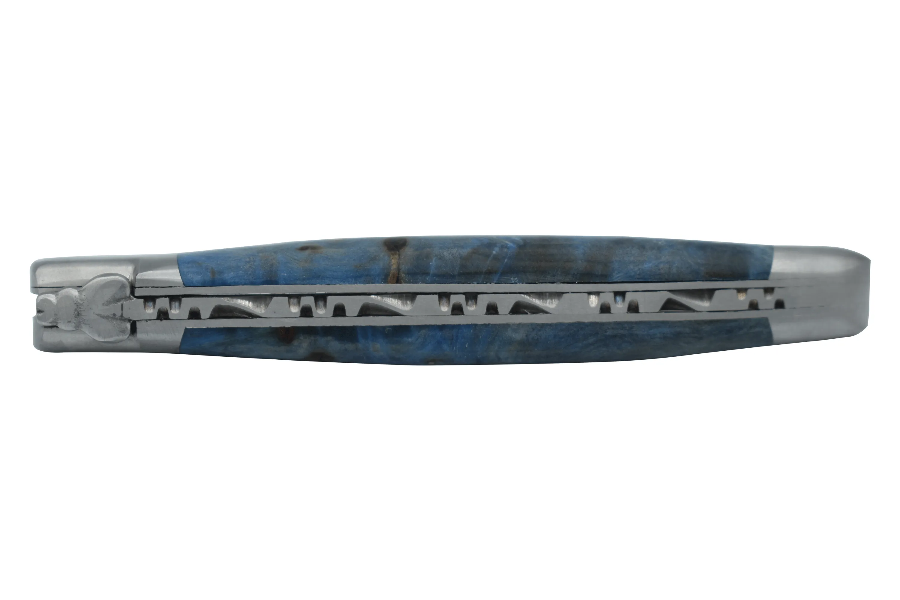 Laguiole en Aubrac Handcrafted Plates Multipurpose Knife, Blue Poplar Burl Wood Handle, 4.75 inches