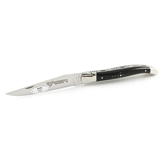 Laguiole en Aubrac Handcrafted Plates Multipurpose Knife, Buffalo Horn Handle, 4.75 inches