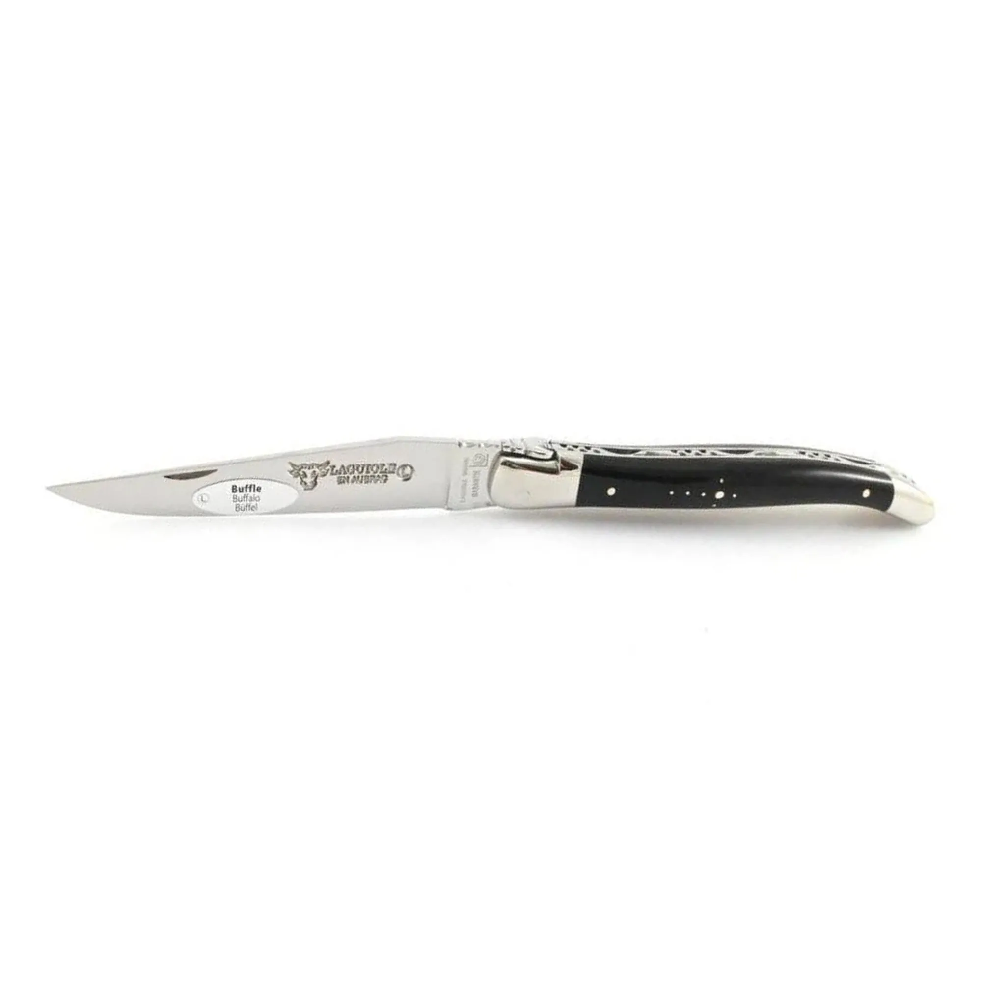 Laguiole en Aubrac Handcrafted Plates Multipurpose Knife, Buffalo Horn Handle, 4.75 inches