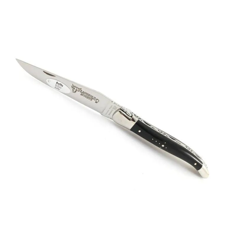 Laguiole en Aubrac Handcrafted Plates Multipurpose Knife, Buffalo Horn Handle, 4.75 inches