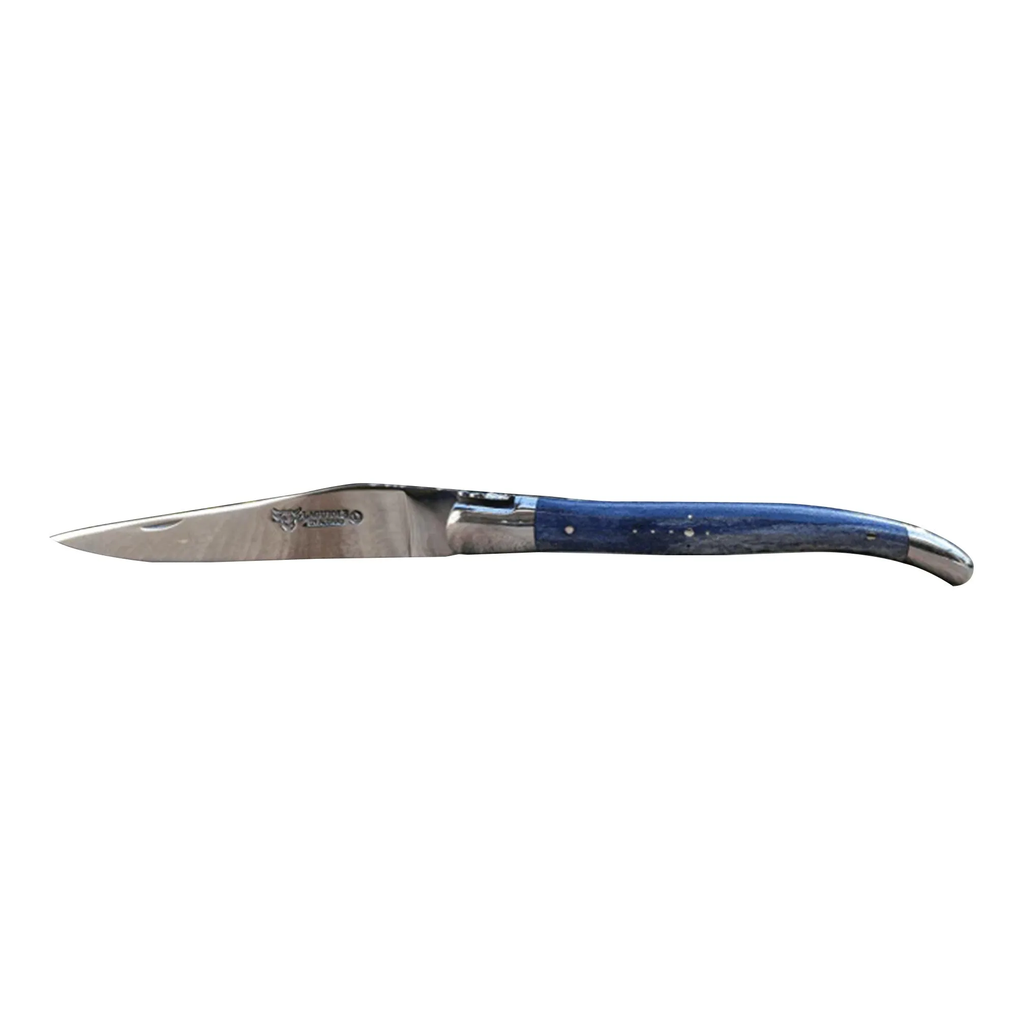 Laguiole en Aubrac Handmade Luxury Plates Multipurpose Knife with Blue Camel Bone Handle, 4.7-in
