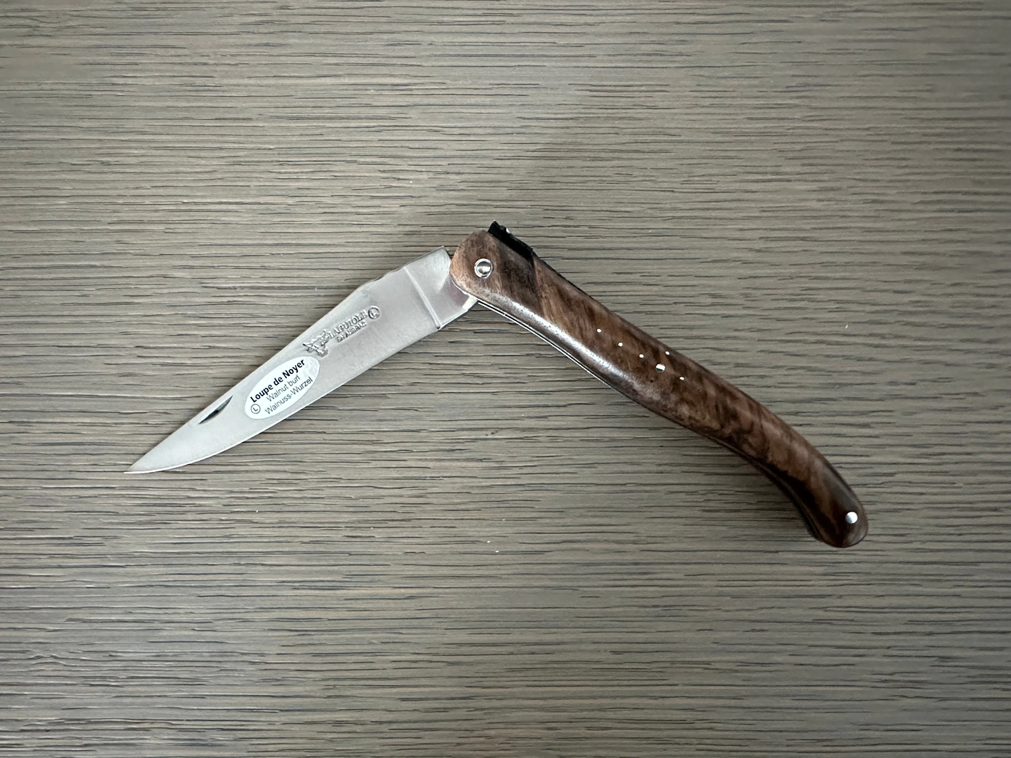Laguiole en Aubrac Luxury Spring And Handcarved Plates Multipurpose Knife, Limited Edition Handcrafted Special Bee With Walnut Wood Handle, 4.75- Inches