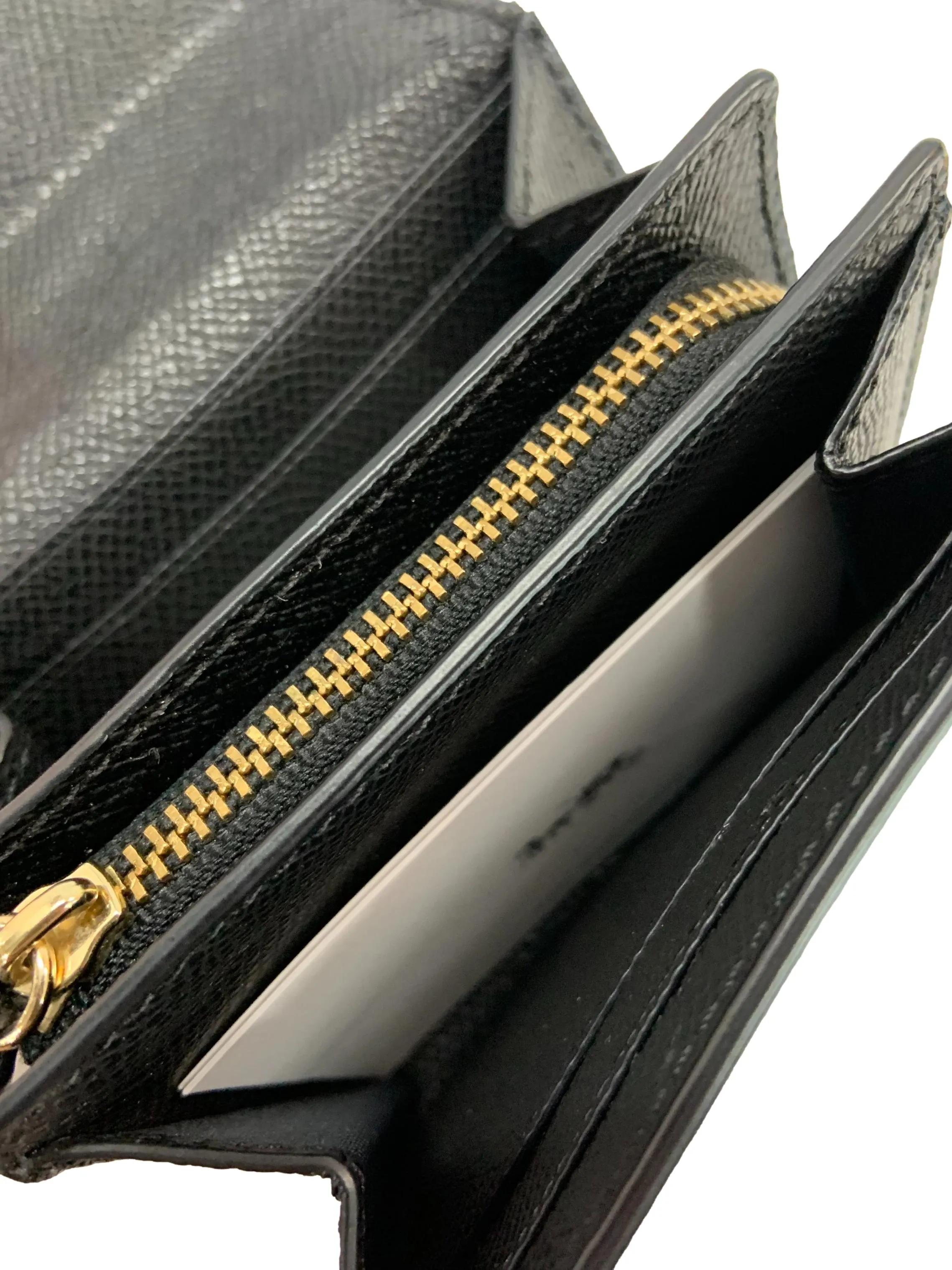 Leather Short Wallet In Black