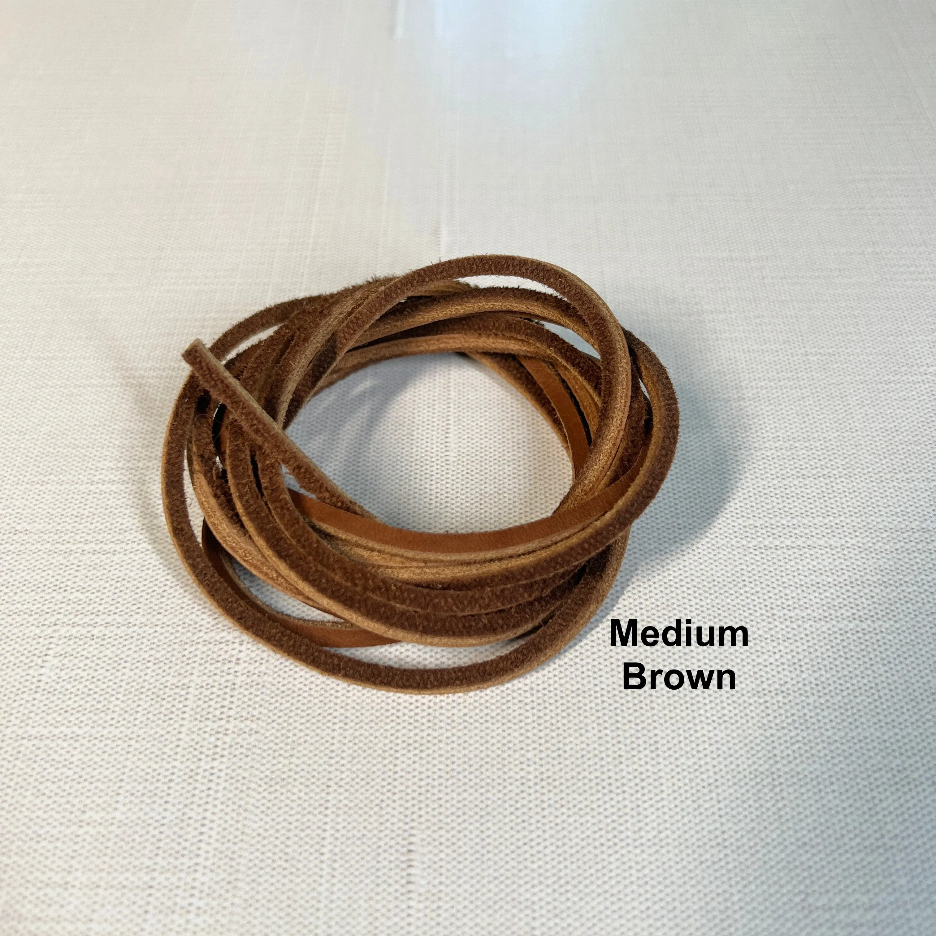Leather String 5.5 Foot x 3 mm (Pale, Medium, or Dark Brown)
