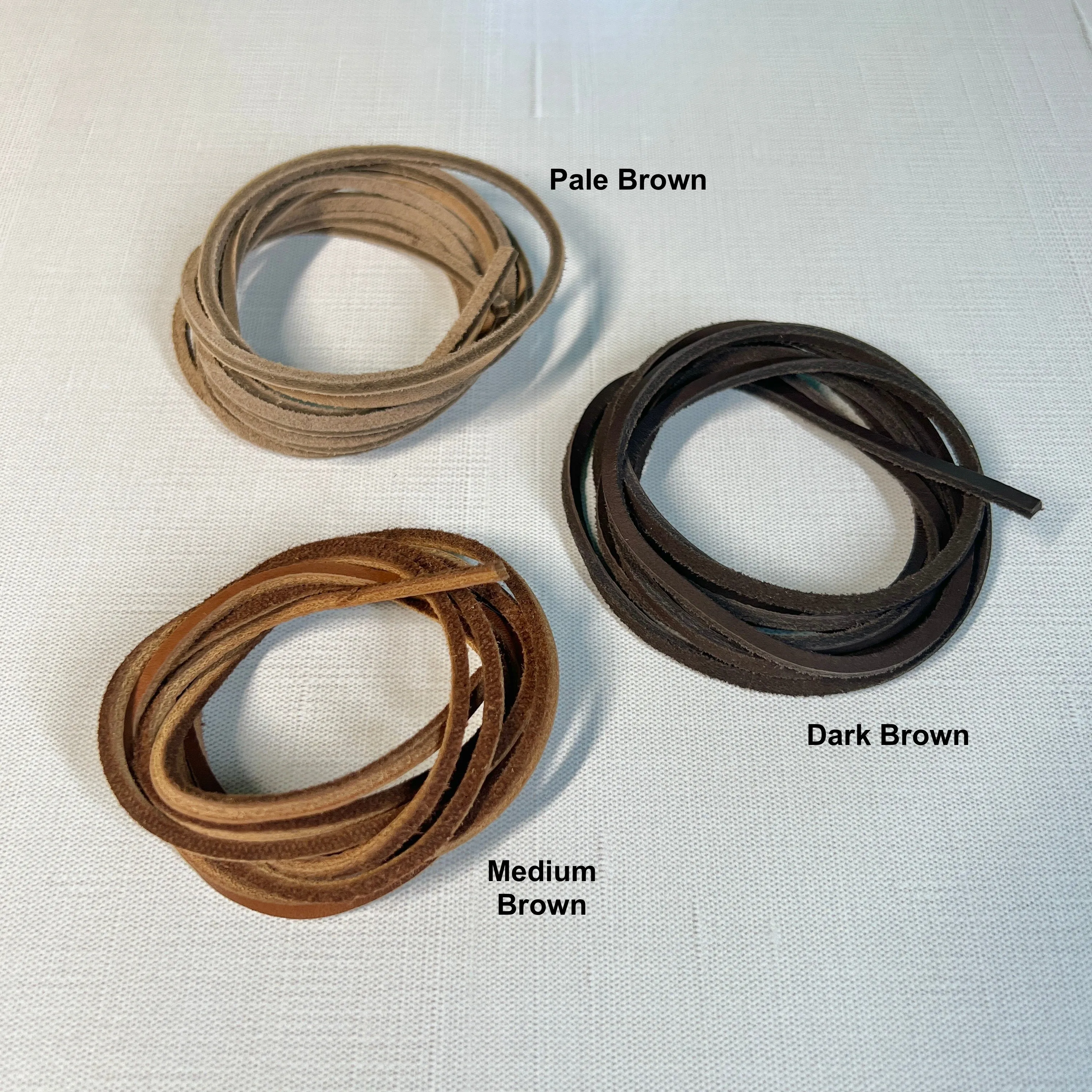 Leather String 5.5 Foot x 3 mm (Pale, Medium, or Dark Brown)