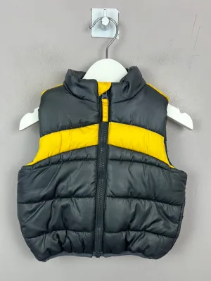 Little Bird grey yellow padded gilet 9-12m