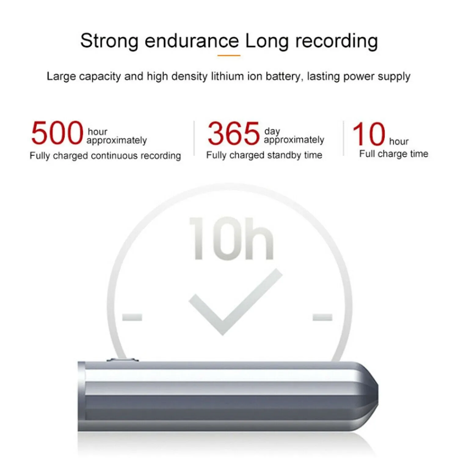 Long Battery Life (500 Hours) 8GB Voice Operated Sound Recorder High Quality 1536kbps