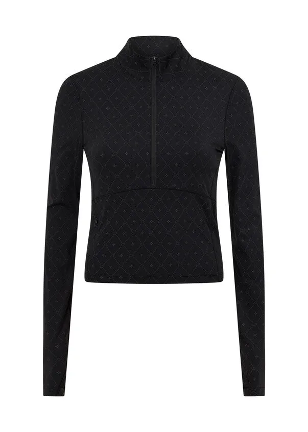Lorna Jane High Definition Reflective 1/2 Zip Long Sleeve Top - Black