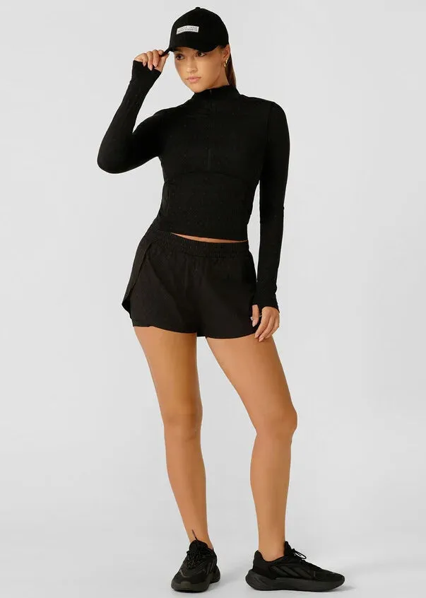 Lorna Jane High Definition Reflective 1/2 Zip Long Sleeve Top - Black