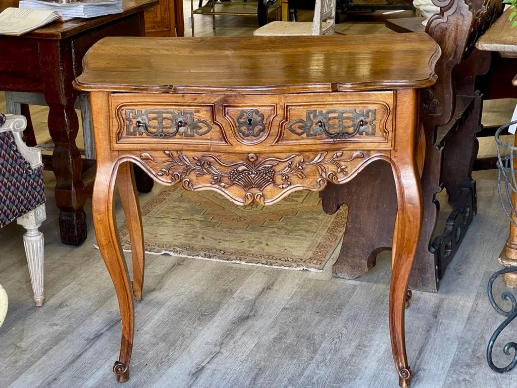 Louis XV Provincial Carved Walnut Side or Console Table, late 18th Century
