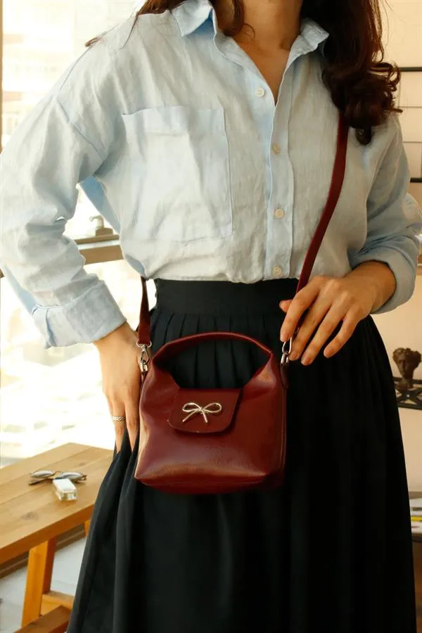 <tc>Sac à main pour femme Ribbon Bordeaux.

</tc>