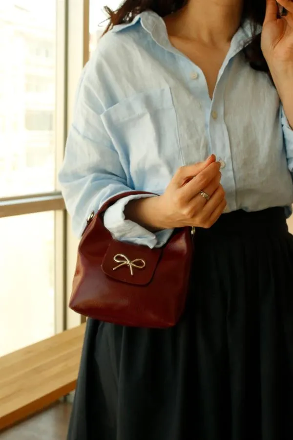 <tc>Sac à main pour femme Ribbon Bordeaux.

</tc>