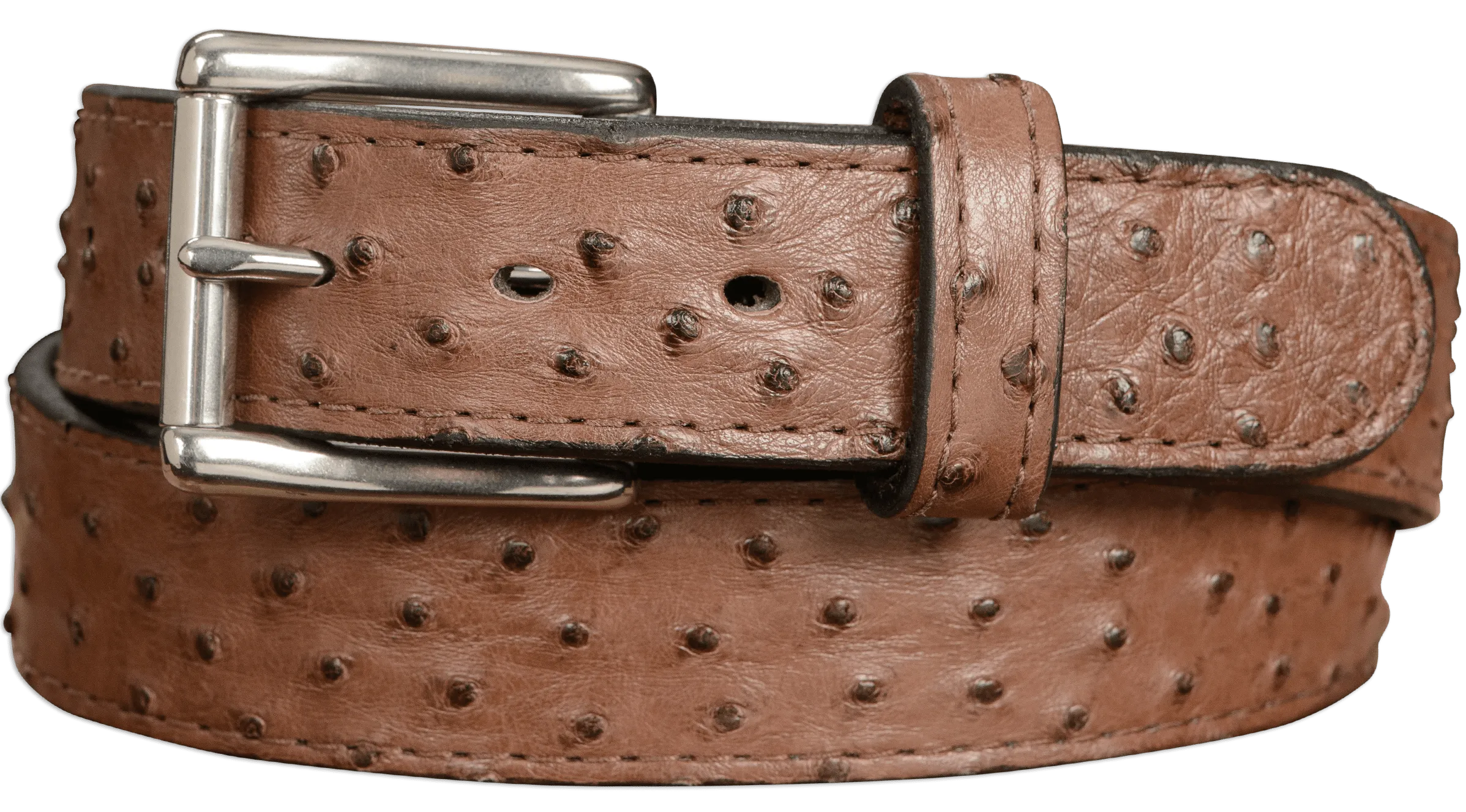 Men's Brown South African Ostrich Skin Max Thickness Gun Belt
