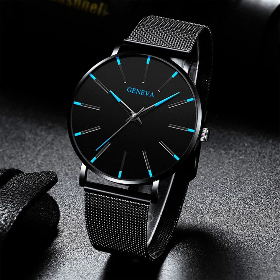 Men's Ultra Thin Stainless Steel Analog Minimalist Watch