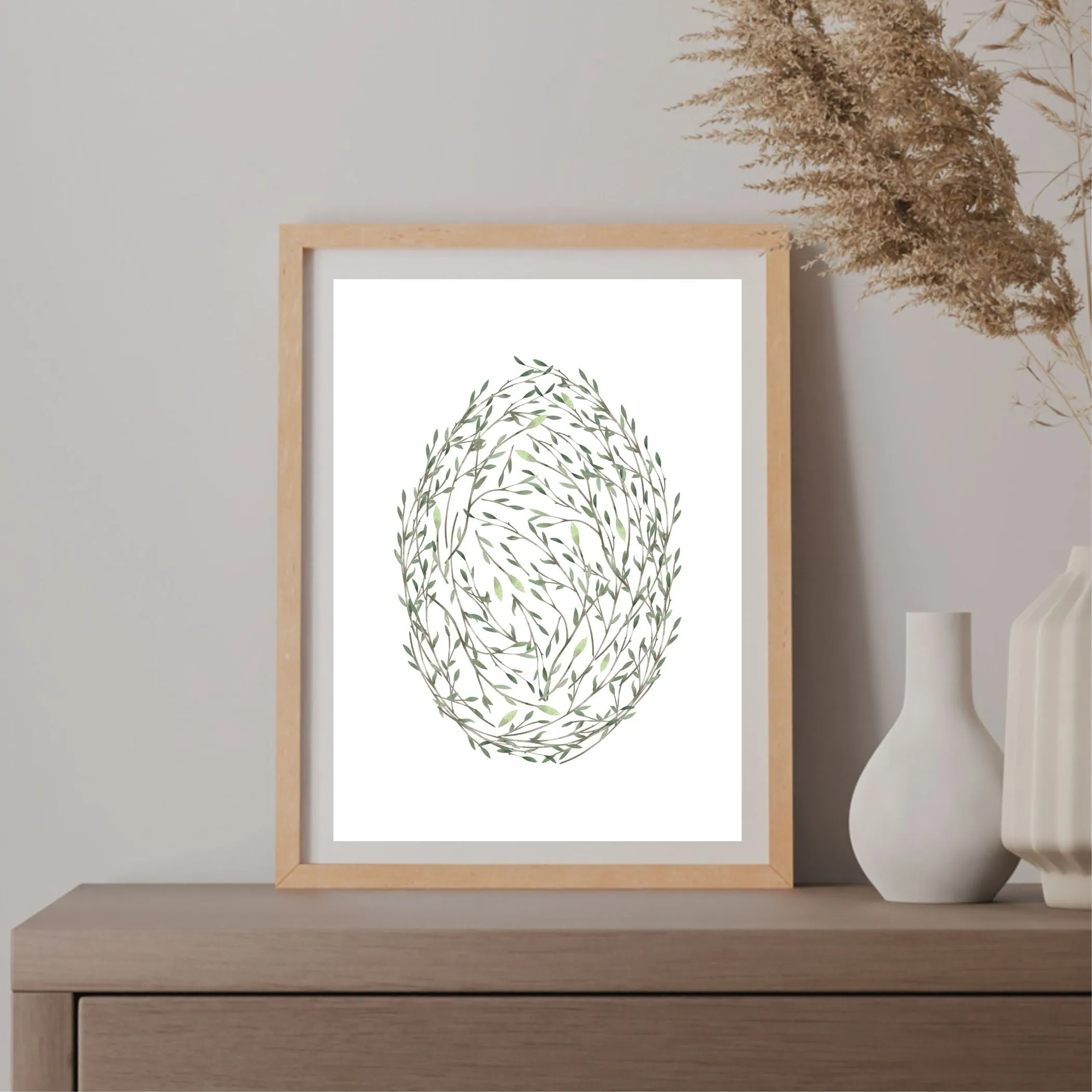 Minimalist Leafy Egg - Printable Wall Art