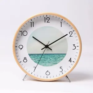 Minimalist Nordic Ocean Pattern Wood Clock