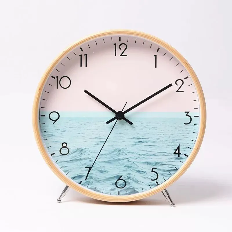 Minimalist Nordic Ocean Pattern Wood Clock