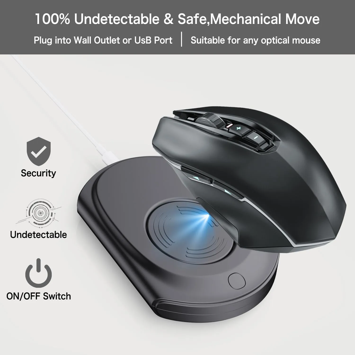 Mouse Jiggler, Ultra Slim, 20dB Quiet & Noiseless, Undetectable Mouse Mover...