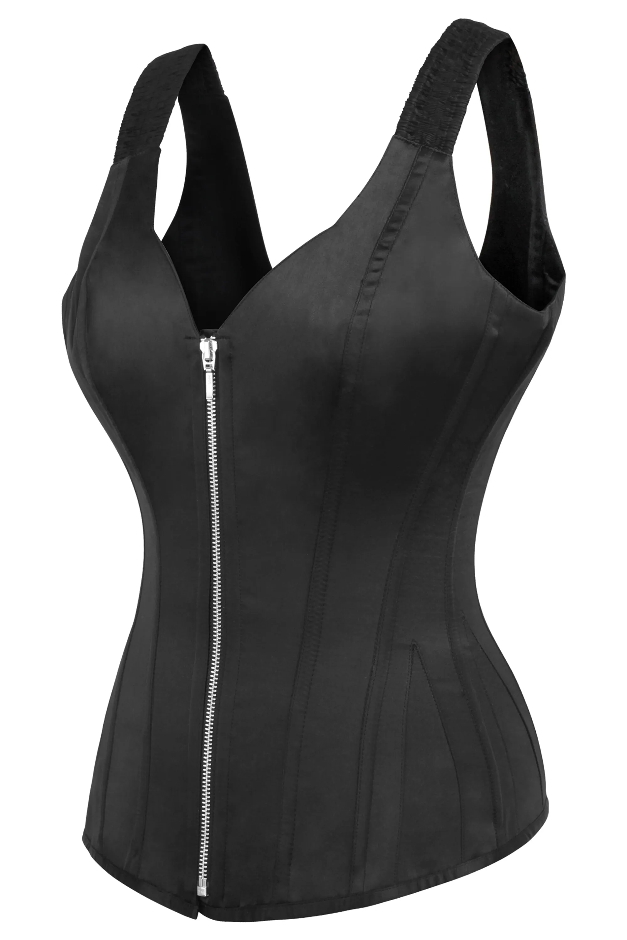 Nouwen Black Overbust Corset With Shoulder Straps & Zip