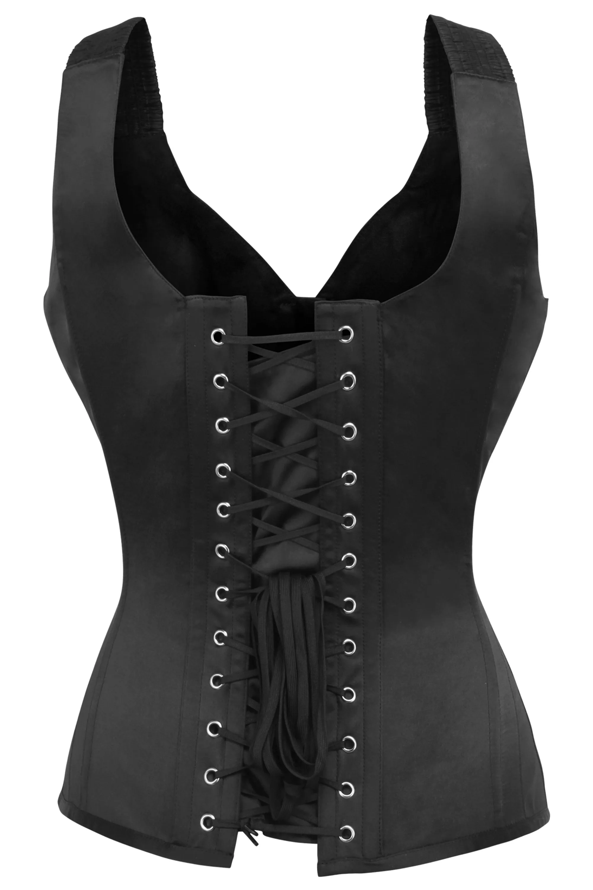 Nouwen Black Overbust Corset With Shoulder Straps & Zip