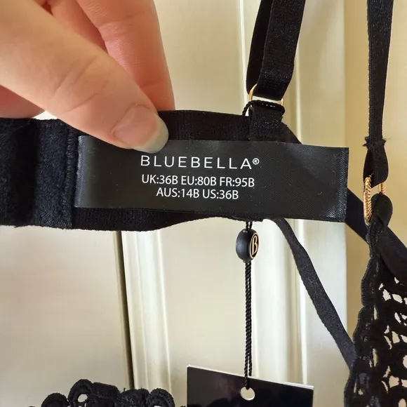 NWT BLUEBELLA Tallulah Open Wired Bra in Black Size 36B