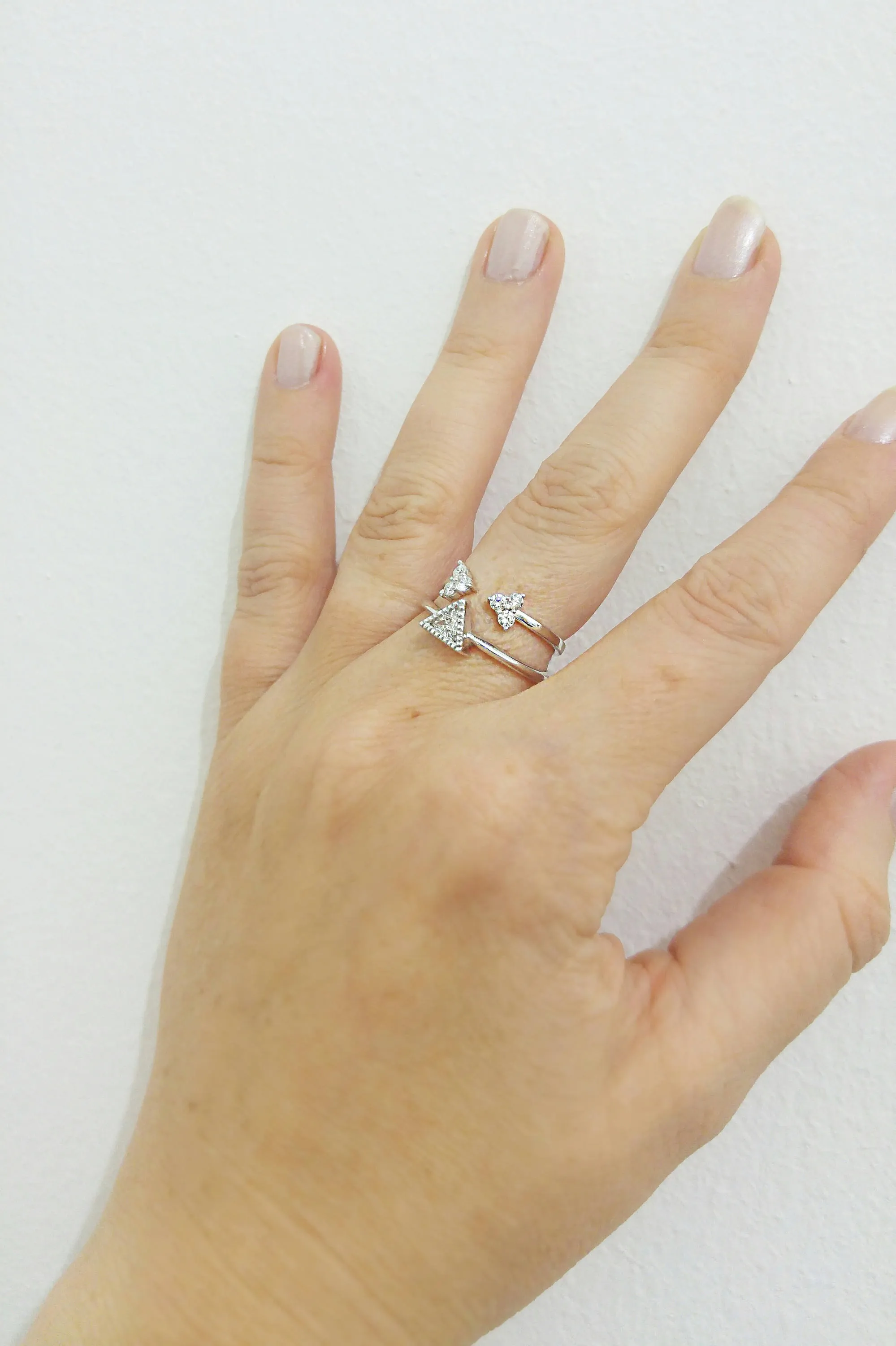 Open Diamond Trio Minimalist Ring