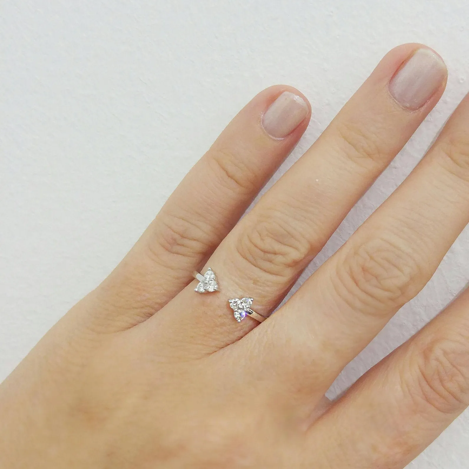 Open Diamond Trio Minimalist Ring
