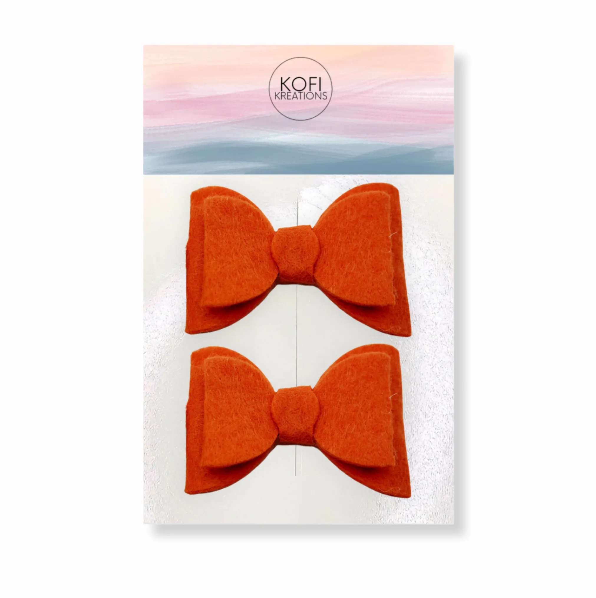 Orange Felt Piggy Hair Bows