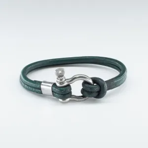 Organic, Double-Stranded, Rounded Leather Wristband with the “Sailor Knot” Stainless Steel Clasp