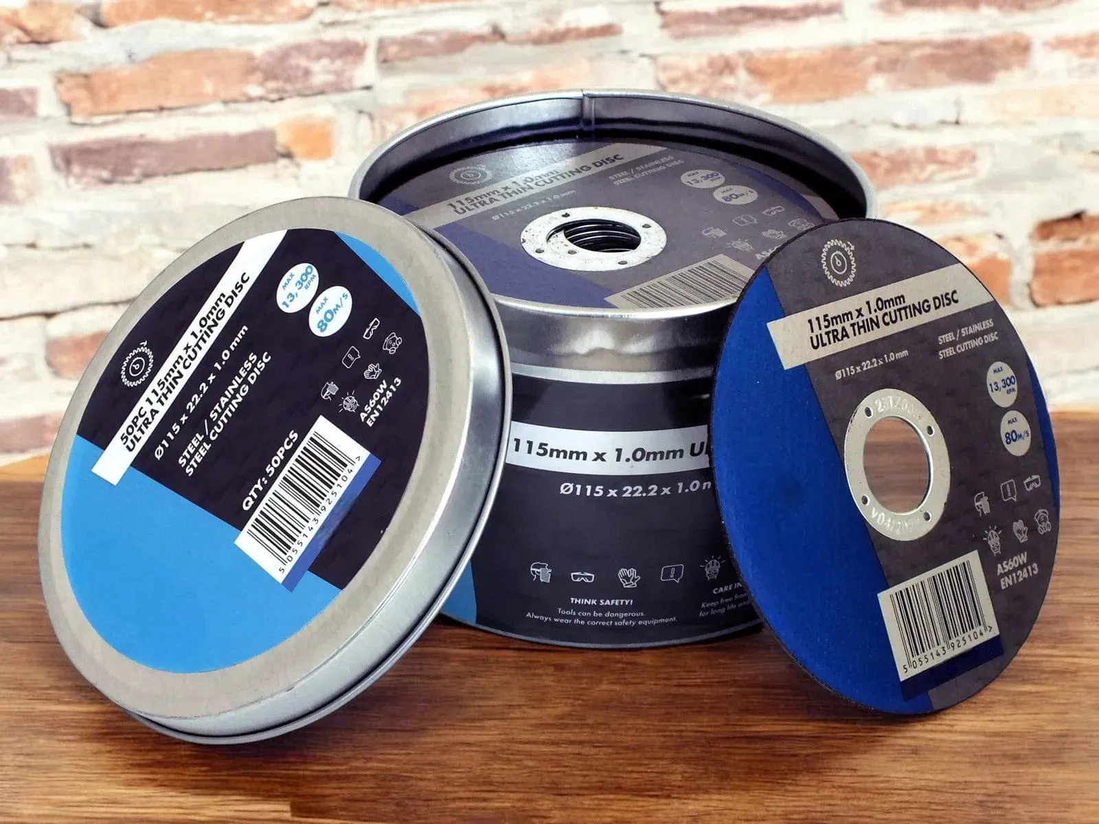 Pack of 50 Ultra Thin Cutting Discs for Steel and Stainless Steel | 1 x 115 x 22.2mm | Includes Storage Tin