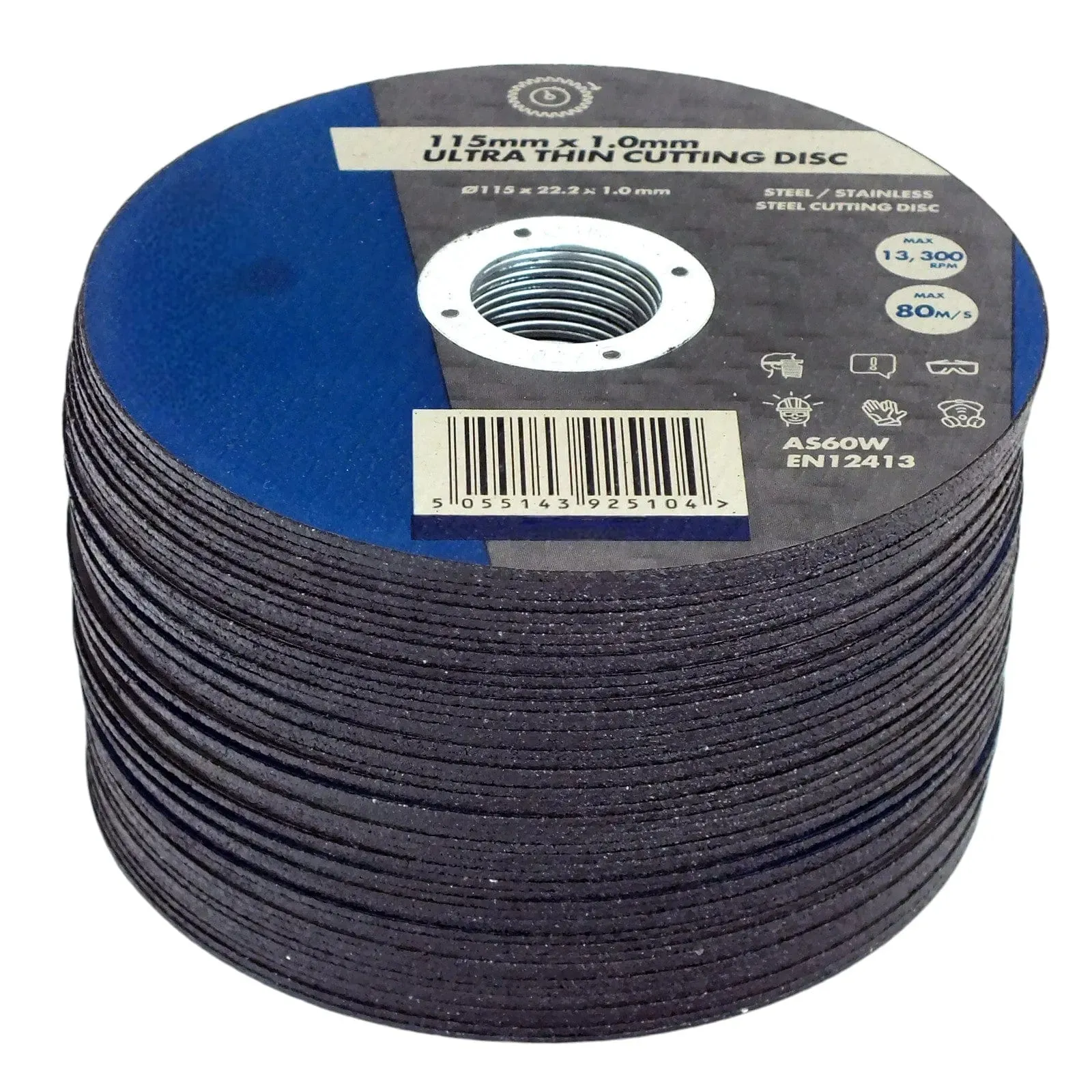 Pack of 50 Ultra Thin Cutting Discs for Steel and Stainless Steel | 1 x 115 x 22.2mm | Includes Storage Tin