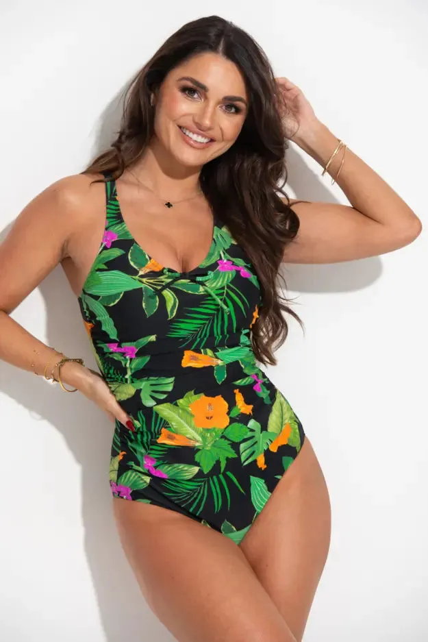 Palermo Scoop Neck Control Swimsuit In Tropical - Pour Moi