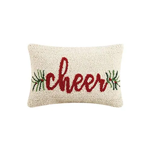 Peking Handicraft Cheer Balsam Christmas Hooked Pillow - 8" x 12"
