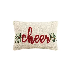 Peking Handicraft Cheer Balsam Christmas Hooked Pillow - 8" x 12"