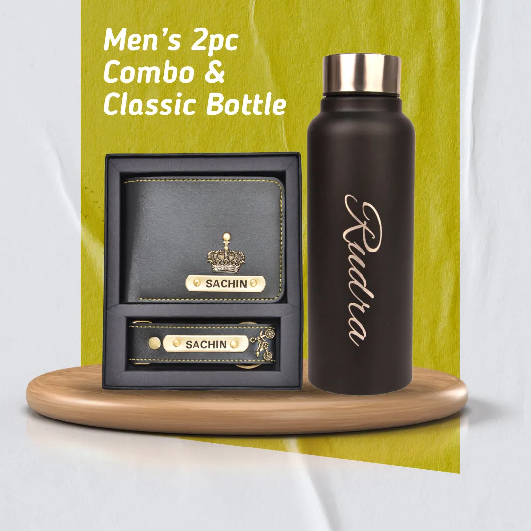 Personalized Men's 3 Pcs Combo with Classic Bottle - Black