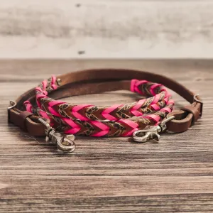 Pink & Cheetah Double Laced Barrel Reins