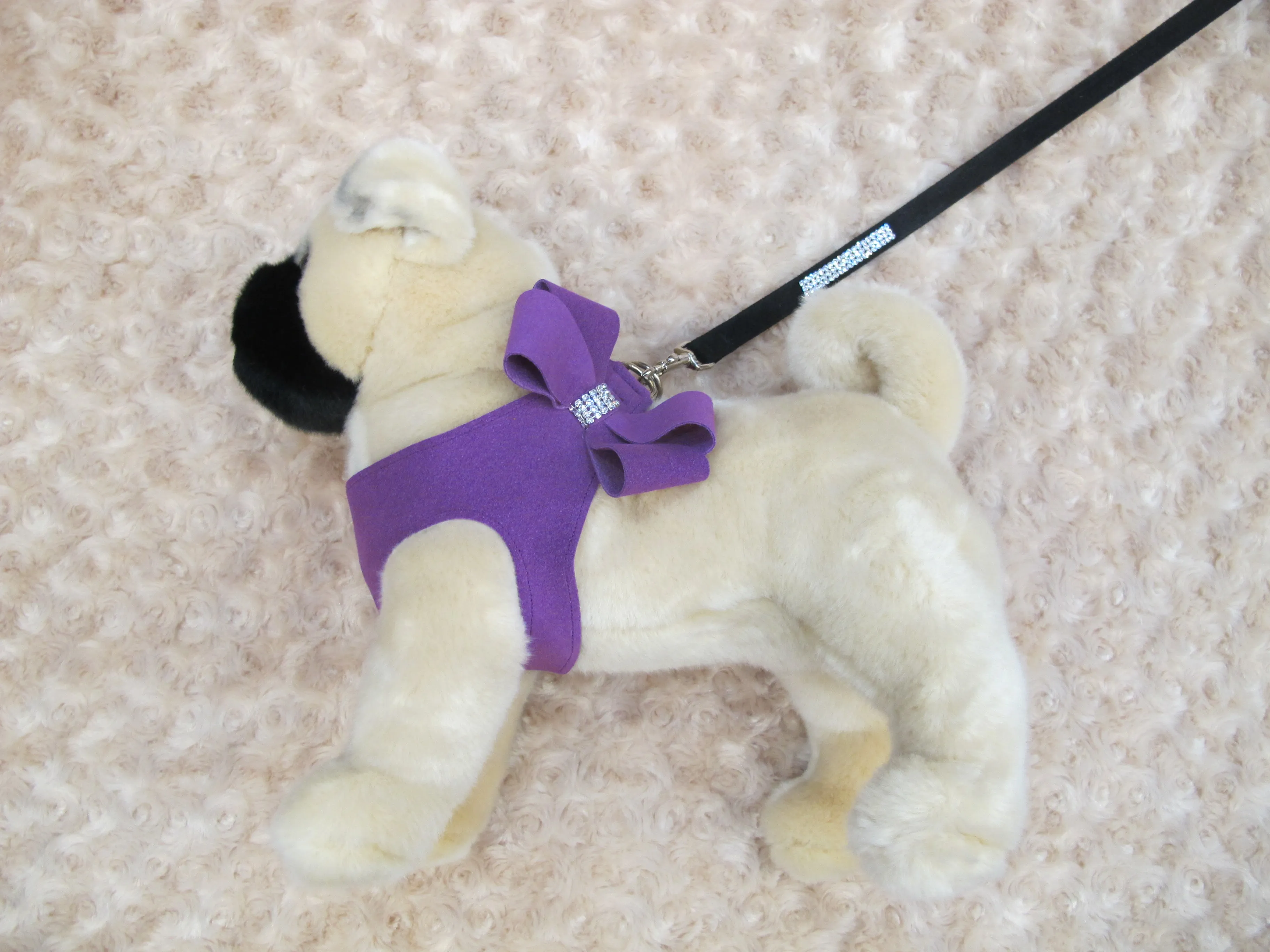 Plum Microsuede Step-In Harness Bow