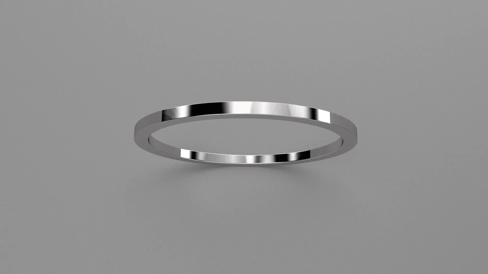 Polished Sterling Silver 1mm Flat Wedding Band