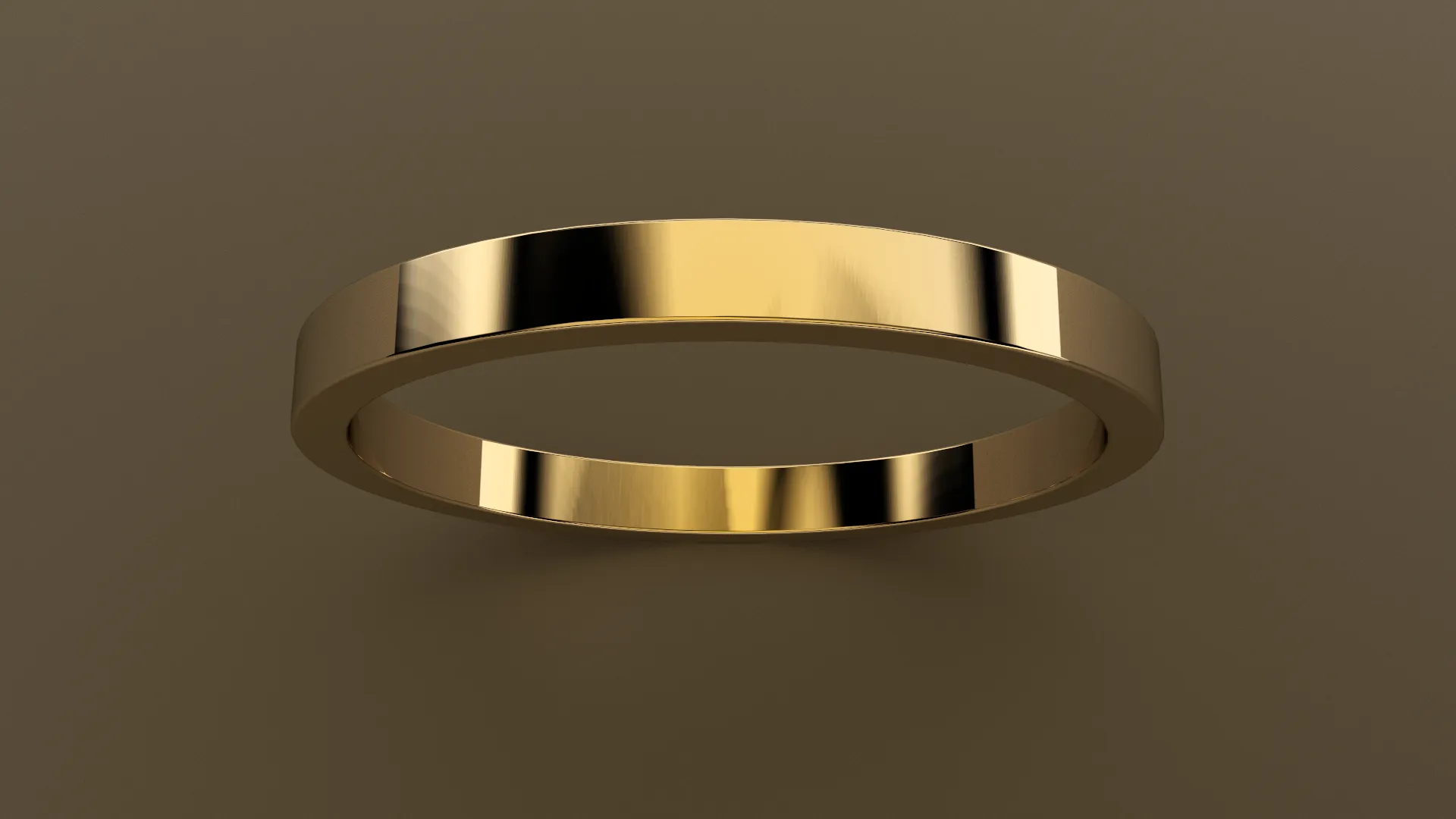 Polished Yellow Gold 2mm Flat Wedding Band