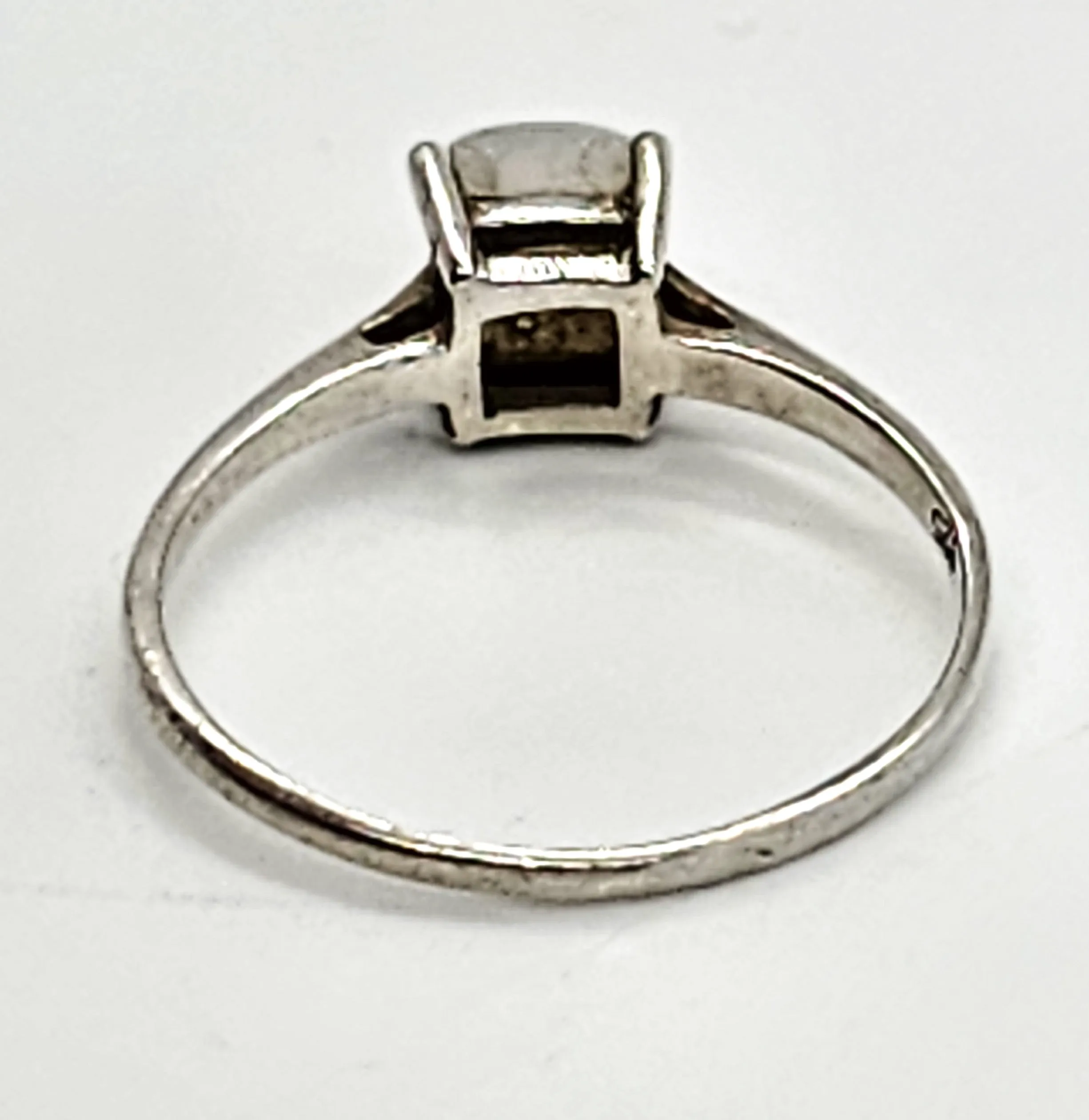 Princess cut flashy blue moonstone minimalist sterling silver ring size 8